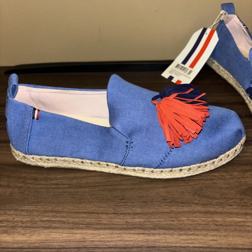 TOMS x Clare V. Sz 8 Deconstructed Alpargata Denim Tassel Espadrille Flats